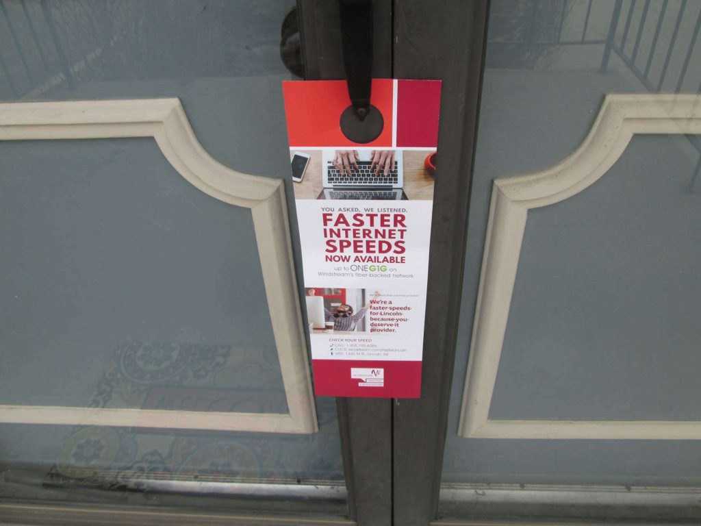 door hanger delivery for an Internet provider